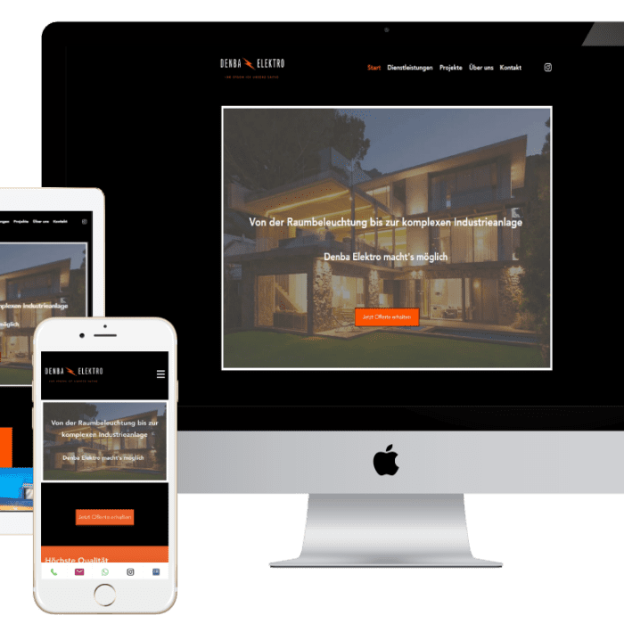 Showcasebild Webseite Denba Elektro