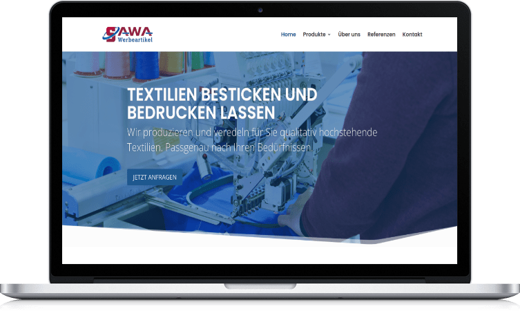 Darstellung einer Website auf einem Laptop